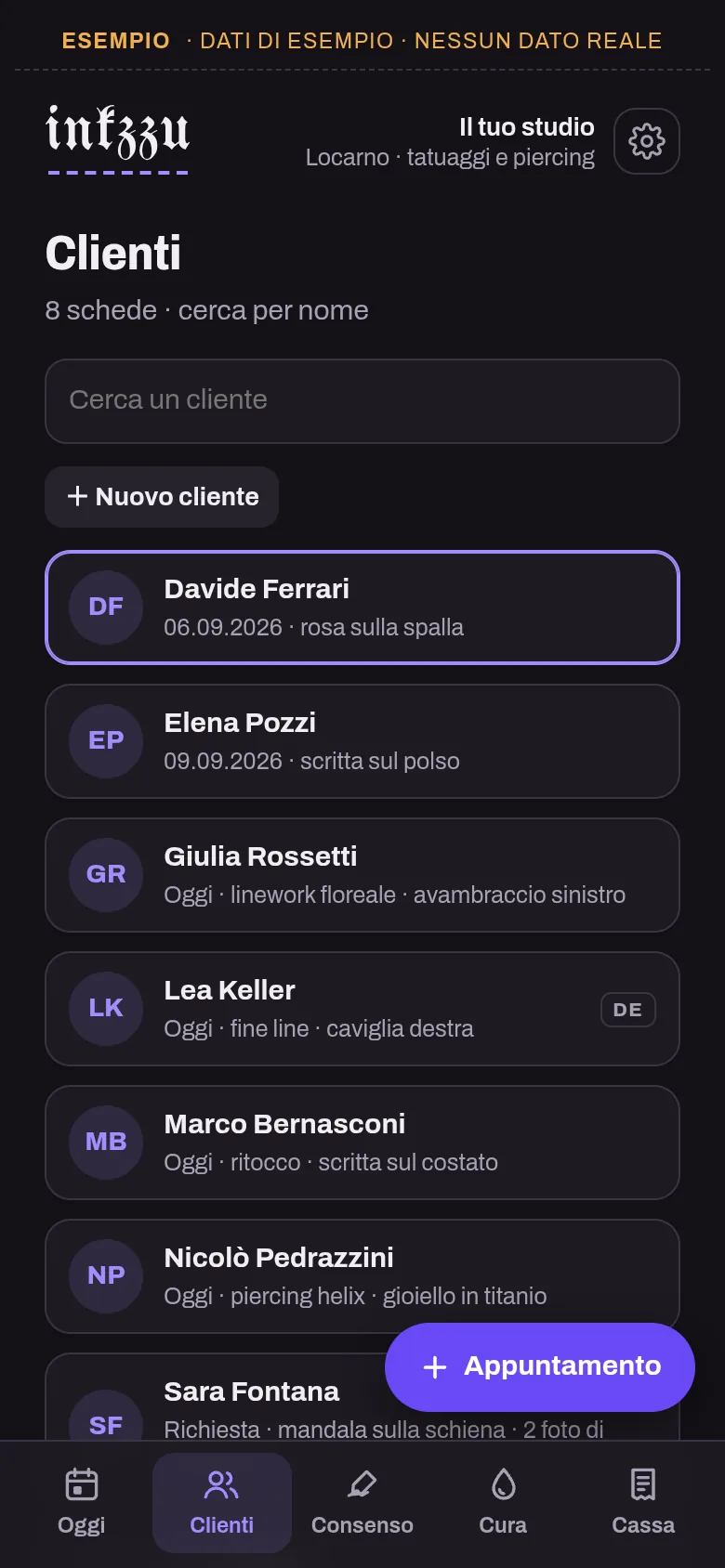 L'elenco dei clienti dello studio